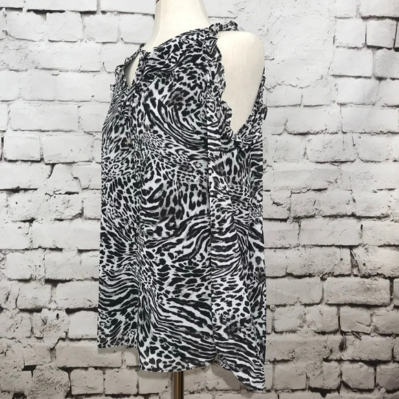 NWT MICHAEL Michael Kors Big Cat Cold Shoulder‎ Top - Picture 6 of 8